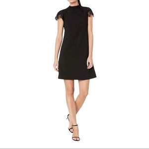 Nanette Lepore Size 10 Sheer Sleeved Fit and Flare Little Black Dress